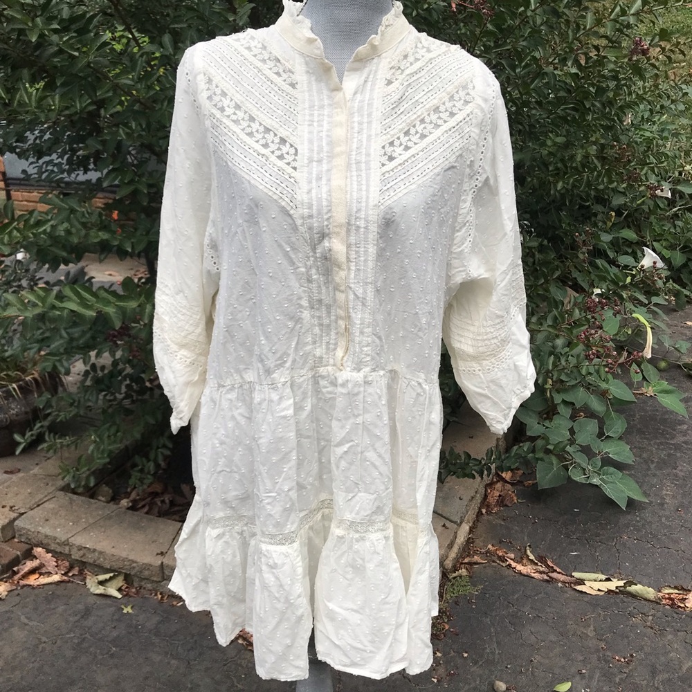 Anthropologie White Cotton Dress
